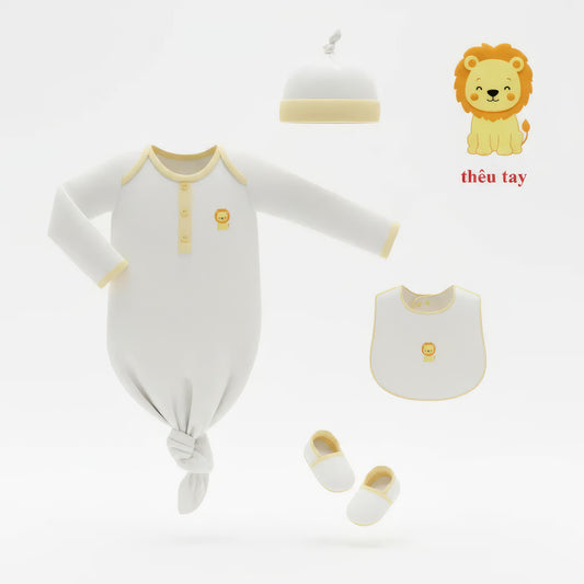 DR4583 – Lion Sleep Gown Newborn Gift Set – Sunshine Yellow
