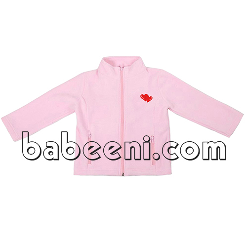 Pink heart appliqued jacket for children - PO 26