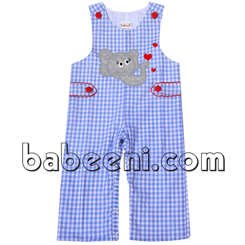 Cute elephant appliqued boy longall for Valentine - BC 669