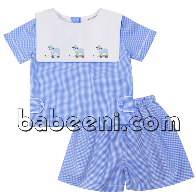 Little lamb embroidered short set for boy - BC 680