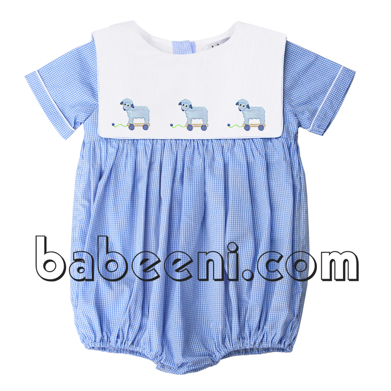Little lamb hand embroidered boy bubble - BC 681