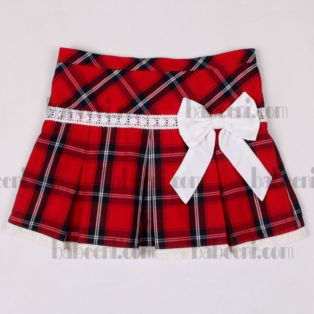 Red and black plaid skirt - BT034
