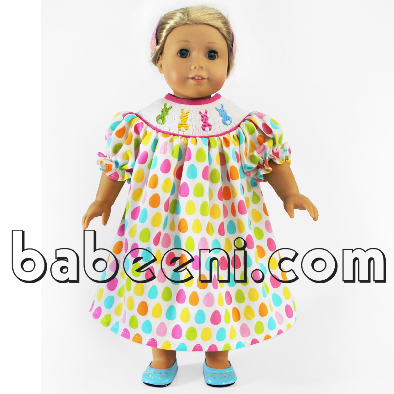 Cute bunny doll smocked dress - D 036