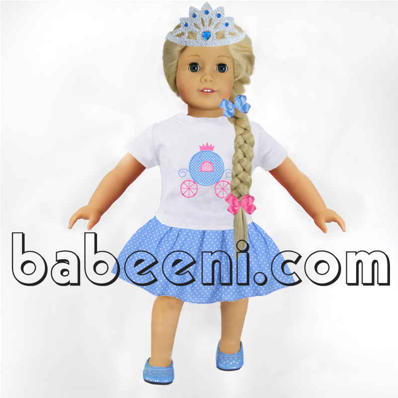 Cinderella carriage appliqued doll dress - D 045