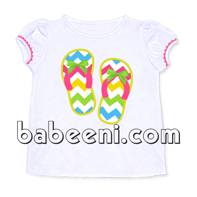 Nice sandals applique T-shirt for girl - KN 161