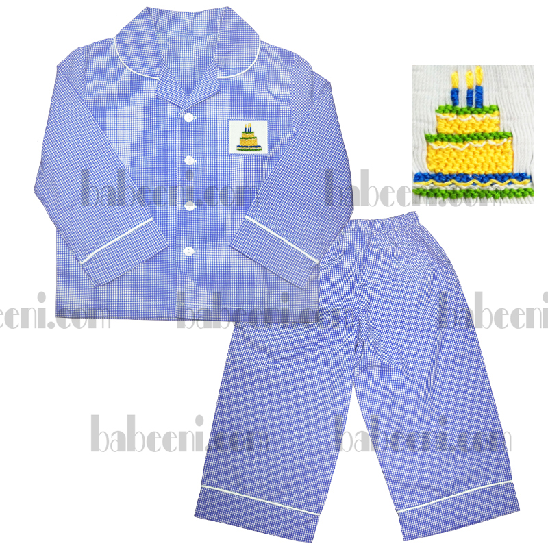 Birthday cake smocked pajamas for kids - PJ 030