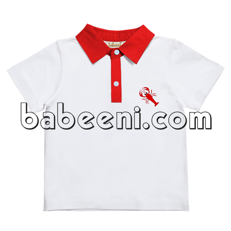 Lobster applique boy polo shirt - PL 016