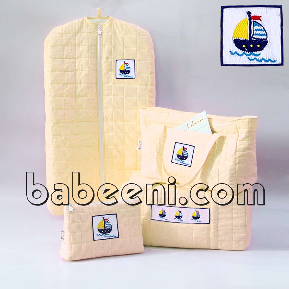 Elegant combo 4-piece set of sailboat smocked quilted bags - QA 20