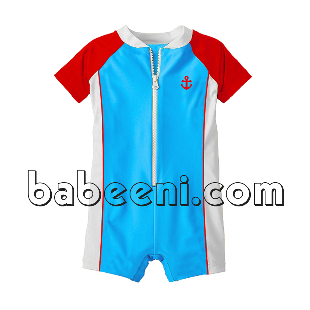 Lovely anchor applique boy swimsuit - SW 317
