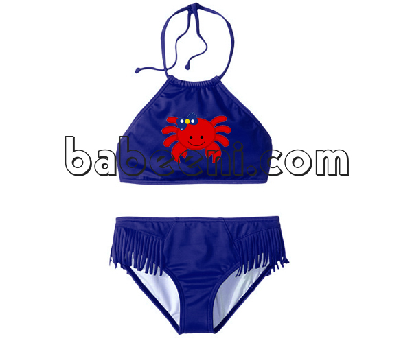 Cute crab appliqued swimwear for little girl - SW 371