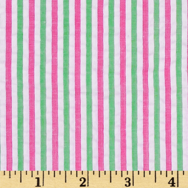 XM15.0 - Hot pink and green medium stripe seersucker