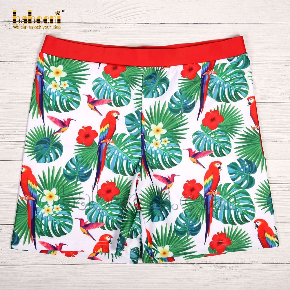 Nice tropical parrot boy swim shorts for daddy - FWD 01