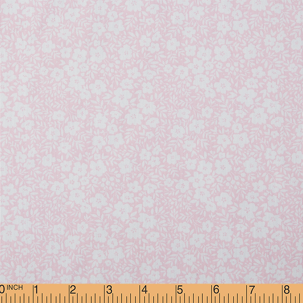 F94- baby pink floral pique printed fabric 