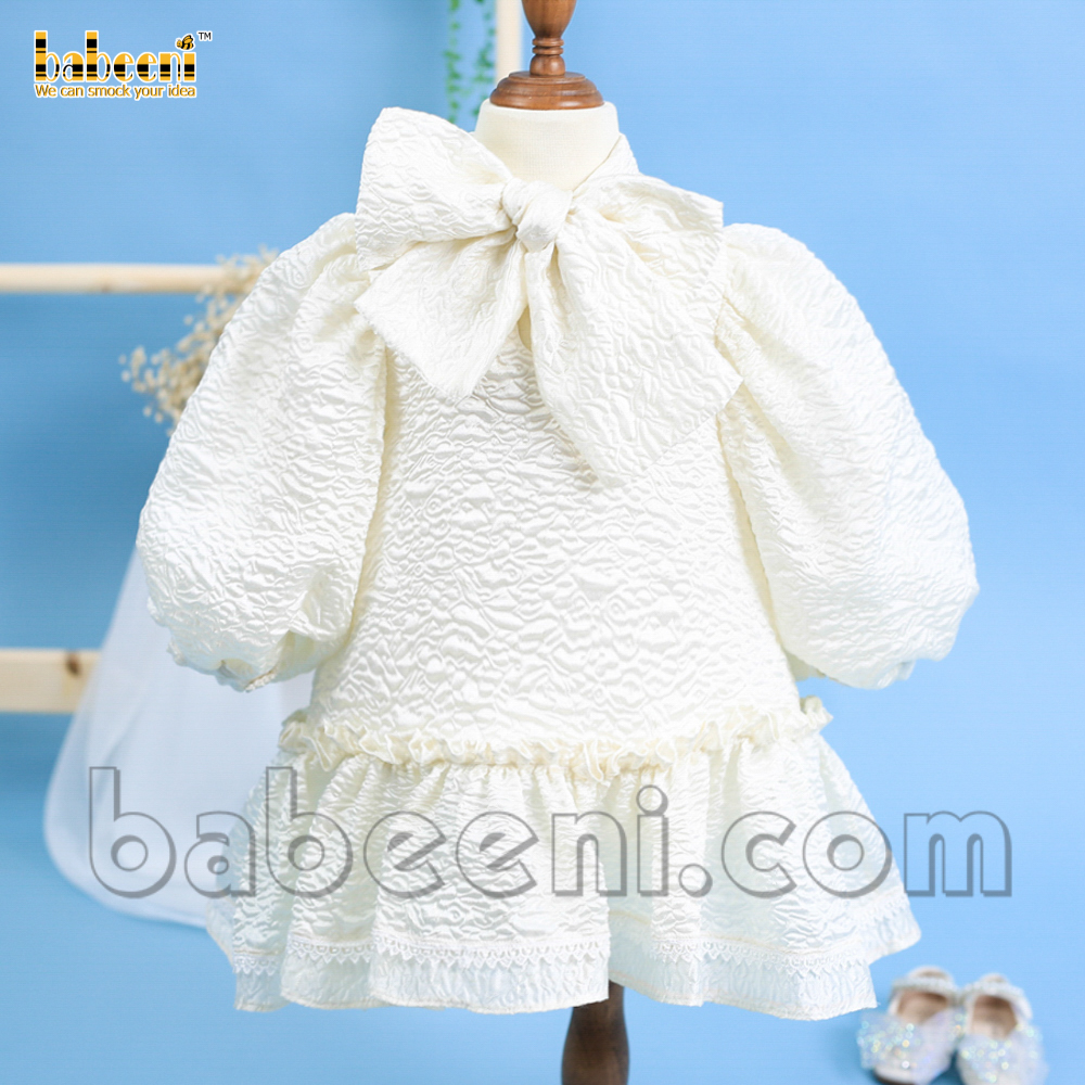 Cream jacquard 3D baby dress – DR 3270