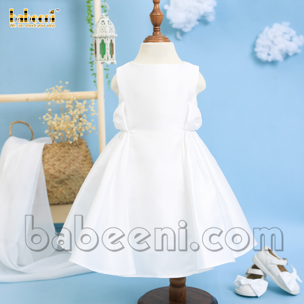 White taffeta bow baby dress – DR 3273