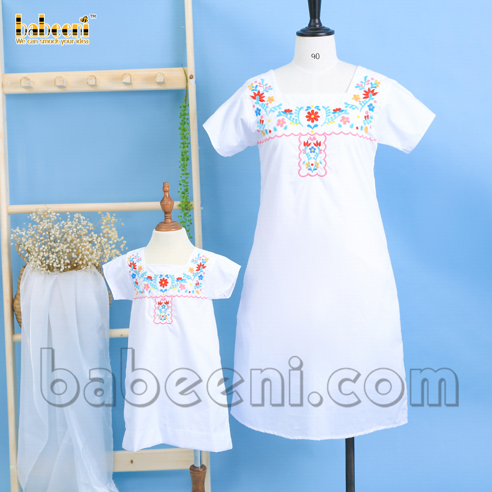 Flower hand embroidery mommy dress - MM 120