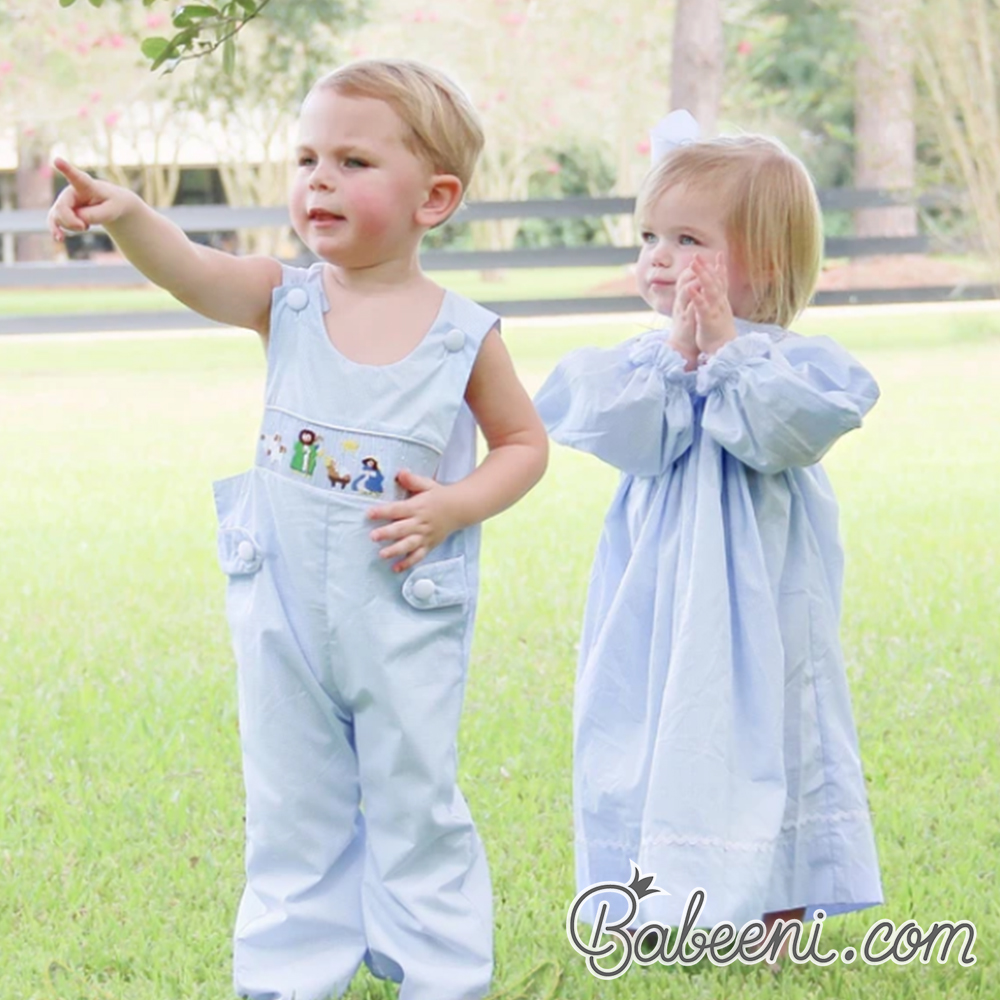Matching smocked Christmas for two brother & sister