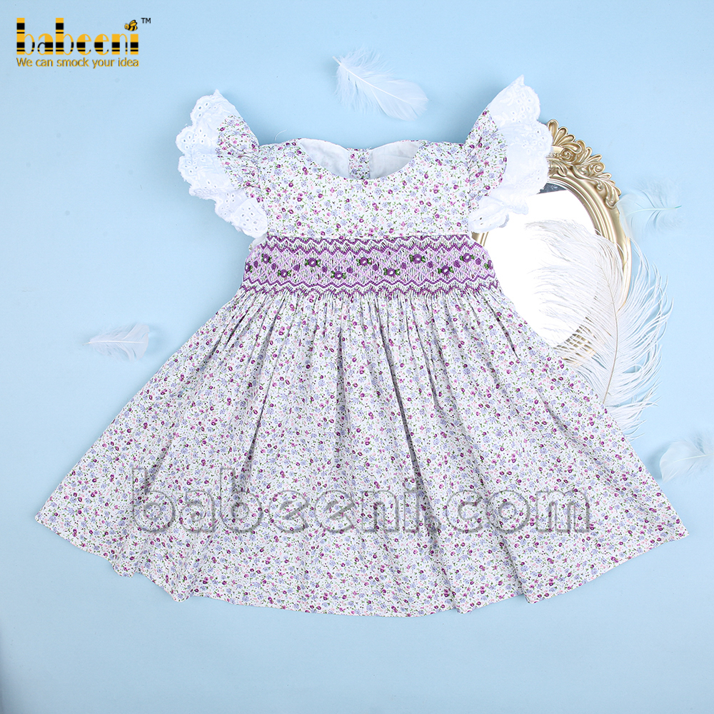 Lovely baby girl geometric smocked floral dress - DR 3302