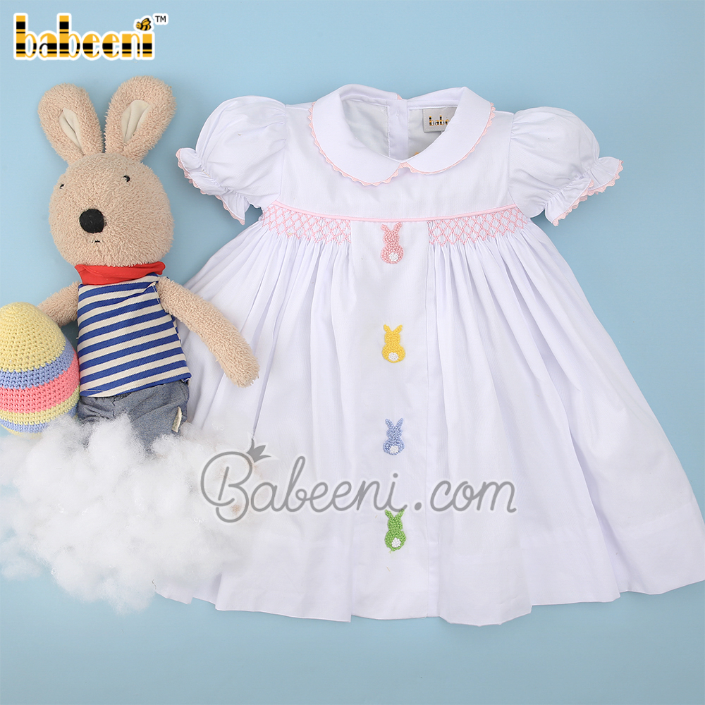 Bunny hand embroidery smocked Easter dress – DR 3344