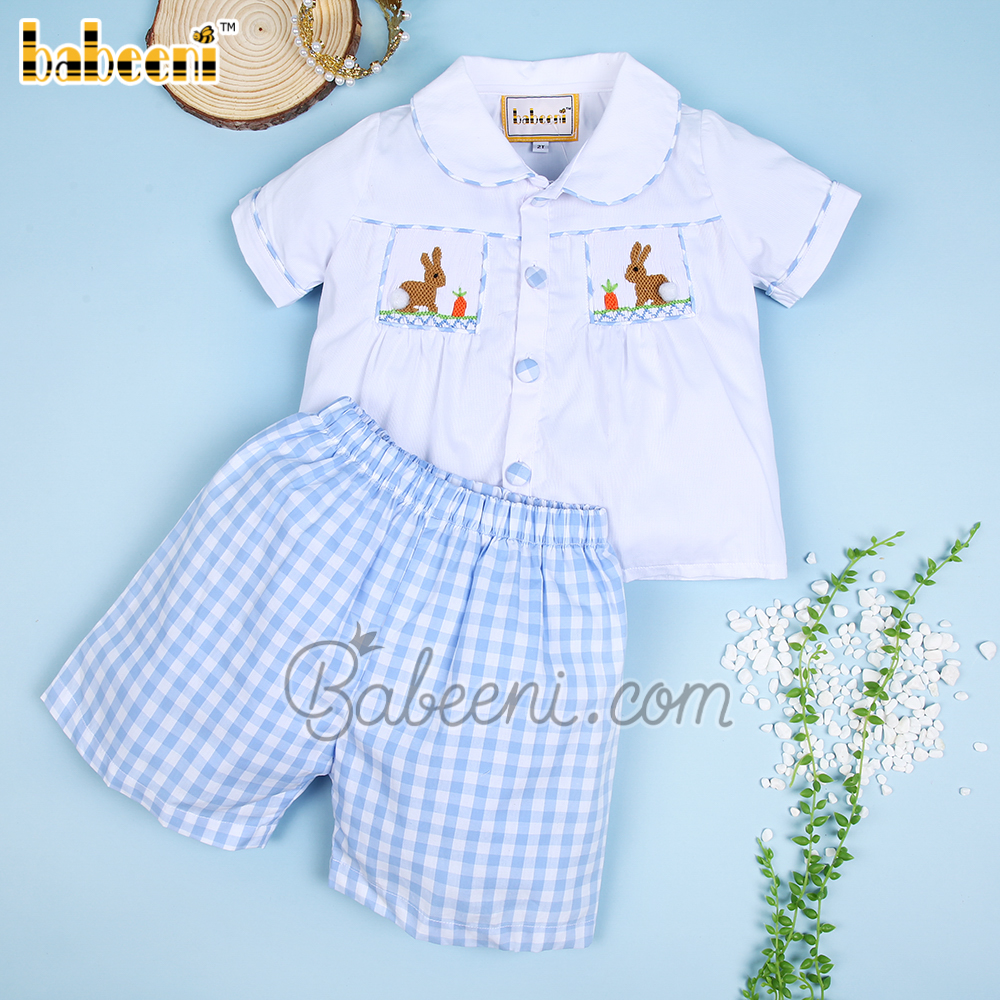 Easter bunny smocked boy outfit - BC 980
