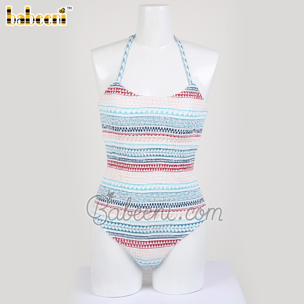 Colorful shirred smocked women swimming wear - MS 23