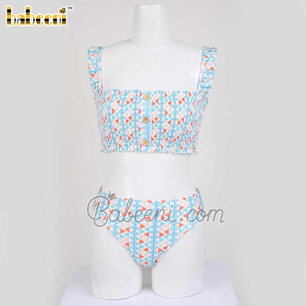 Lozenge pattern women rash guard swimwear - MS 25