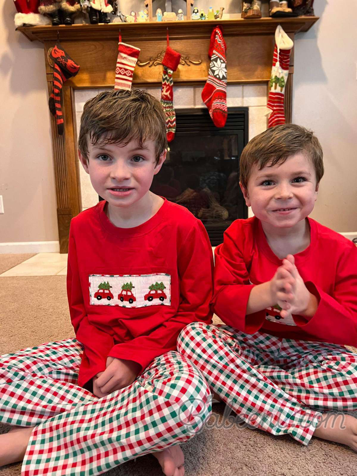 Cute two brother in Christmas clothing