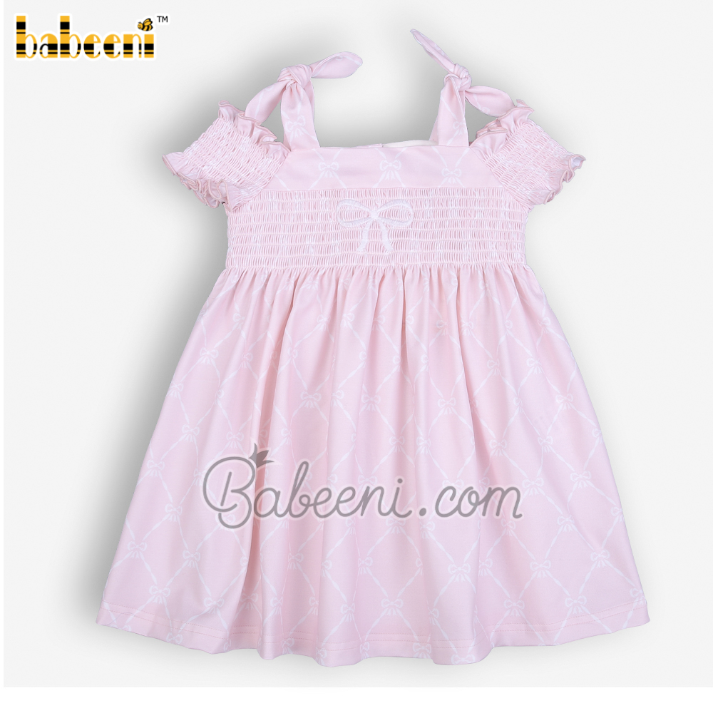 Bow embroidery baby white dress - DR 3412