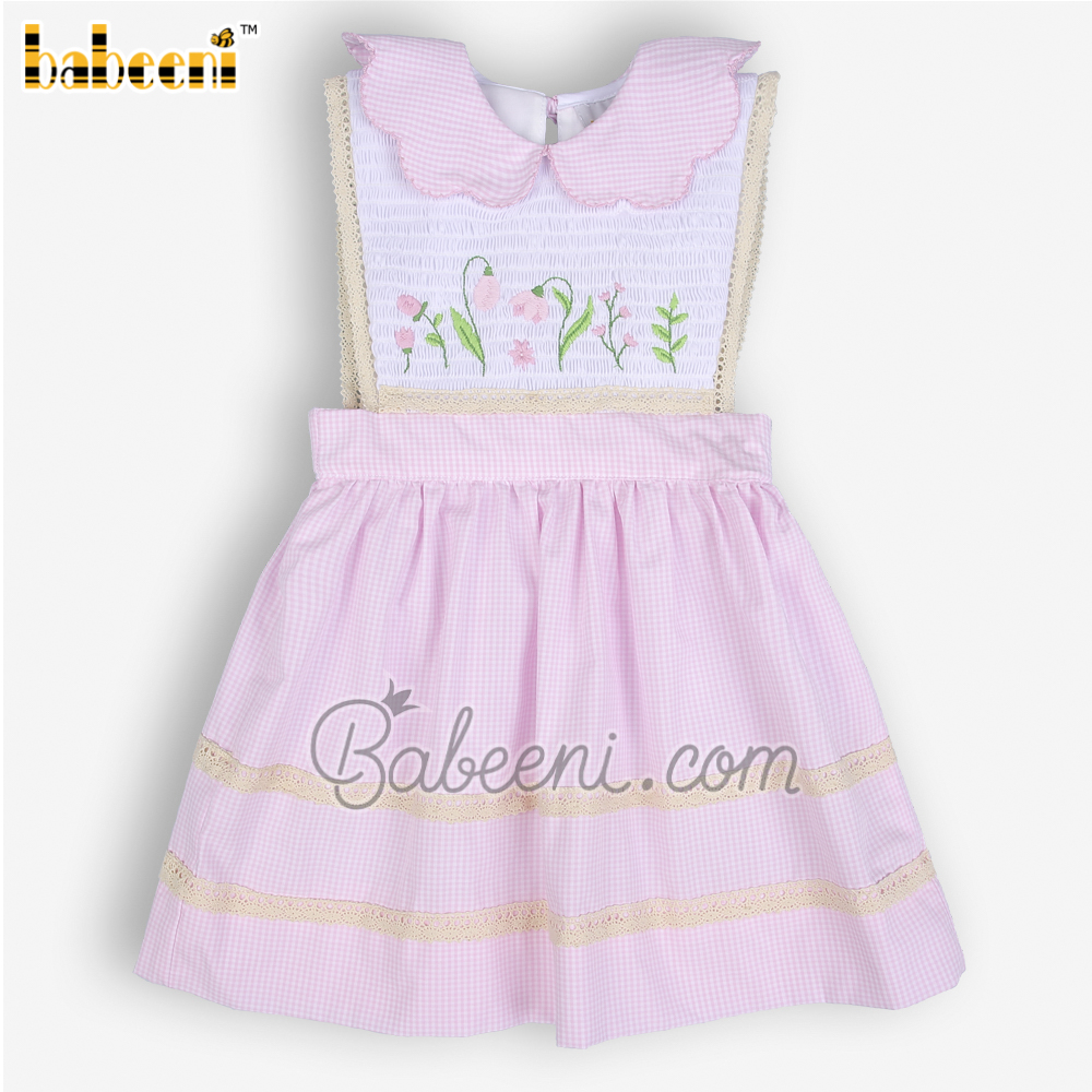 Tulip flower embroidery baby girl dress - DR 3416