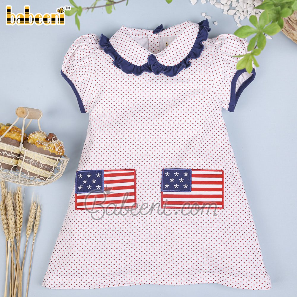 American flag applique girl A-line dress – DR 3428