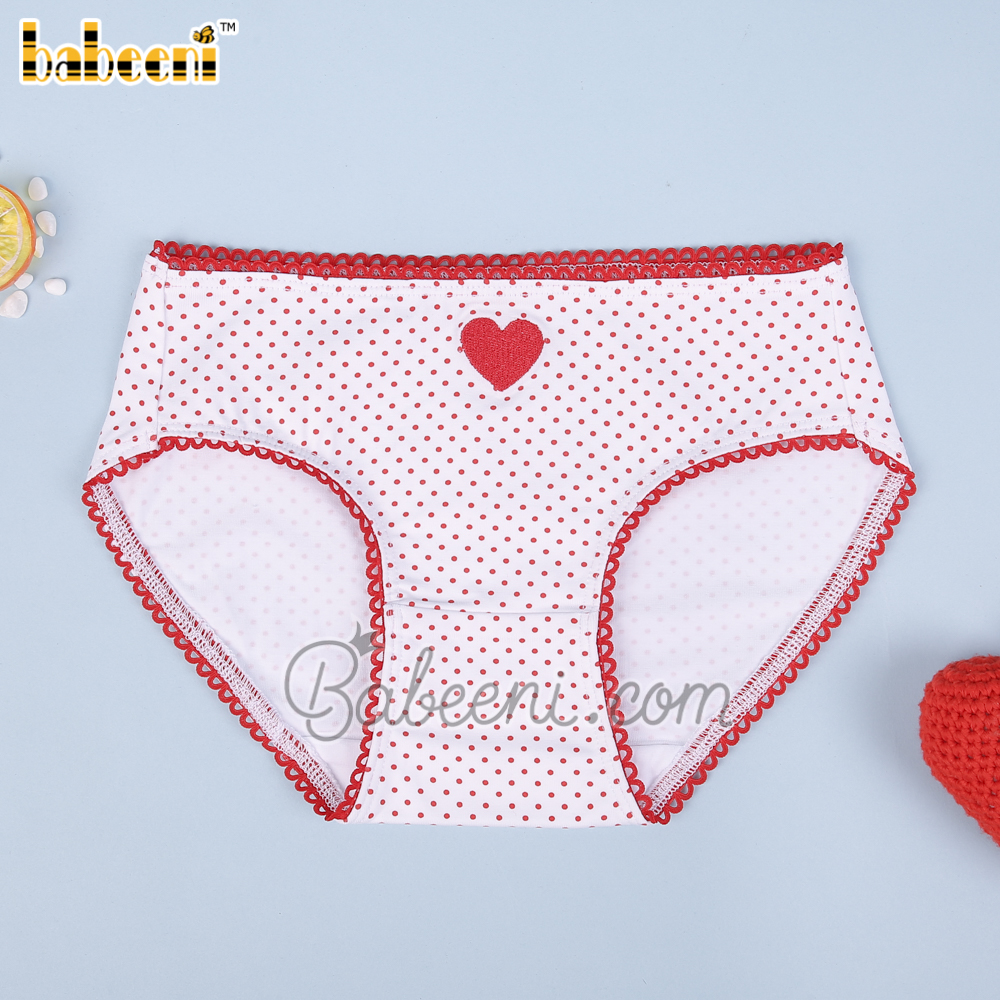 Heart embroidery red dot underwear - UG 08