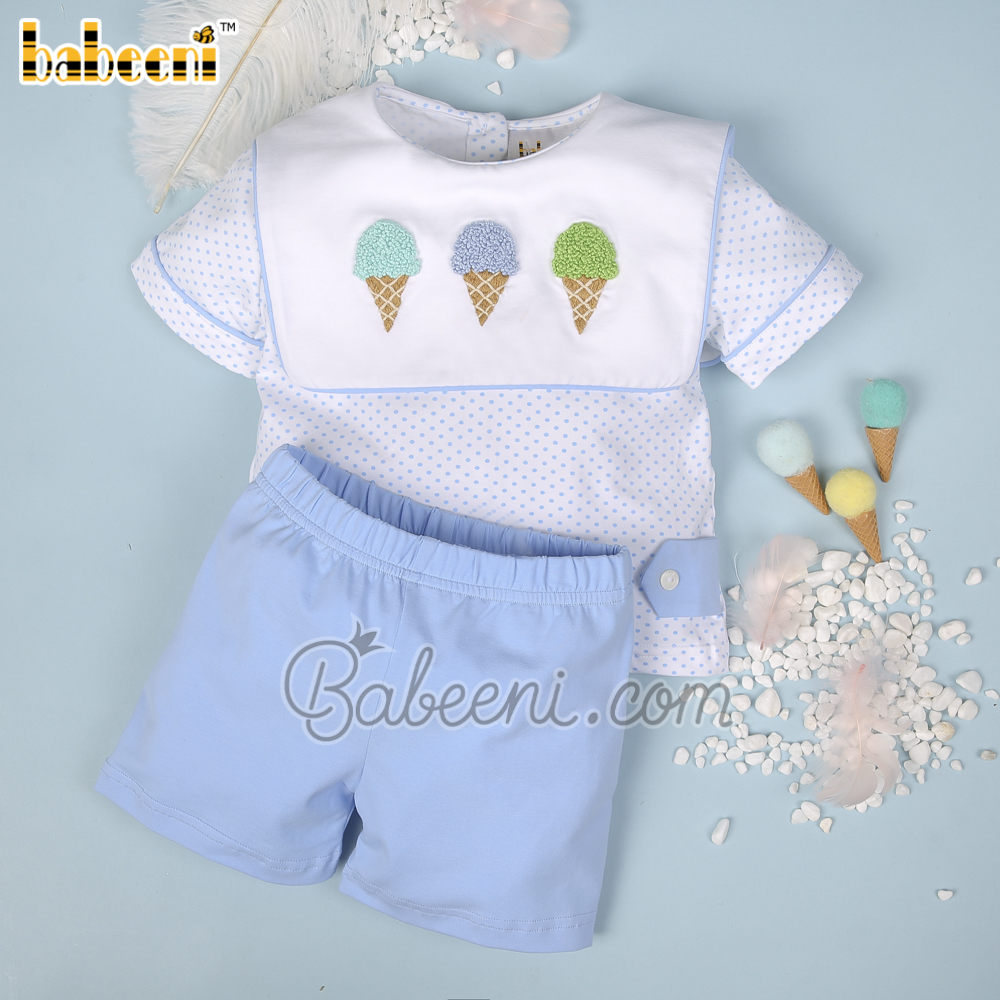 French knot hand embroidery boy set clothing – BC 1025