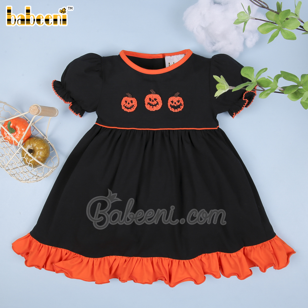 Pumpkin French knot embroidery baby dress – DR 3475