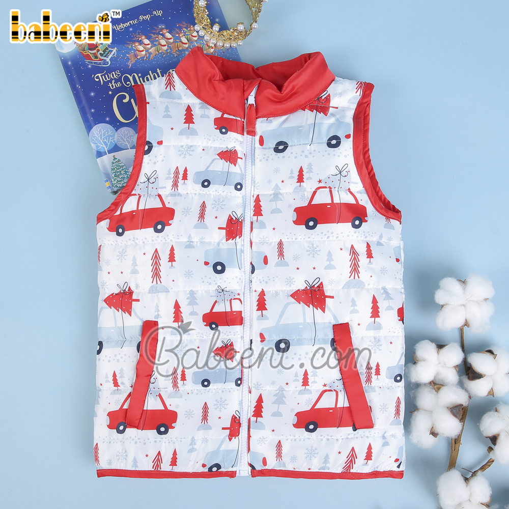 Christmas Car printed quilted coat for Children  – QC 92