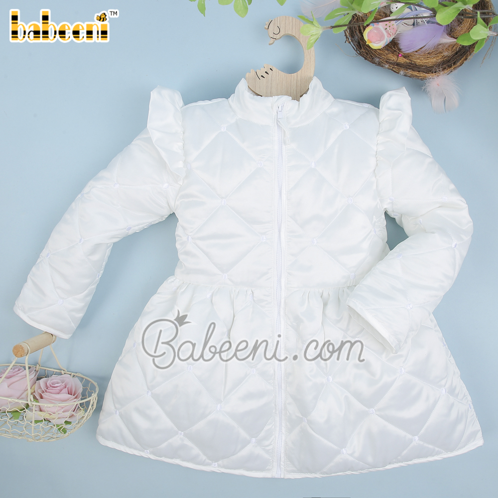 White quilted coat for baby girls – QC 94