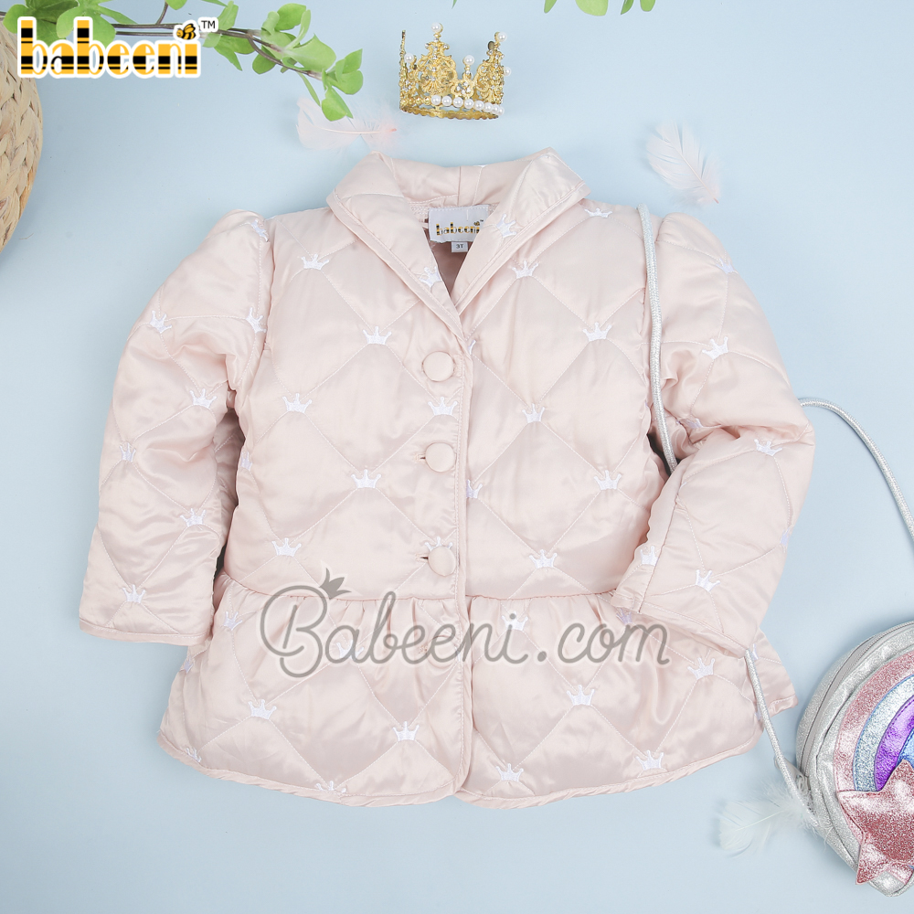 Diadem embroidery quilted coat for baby girls – QC 97
