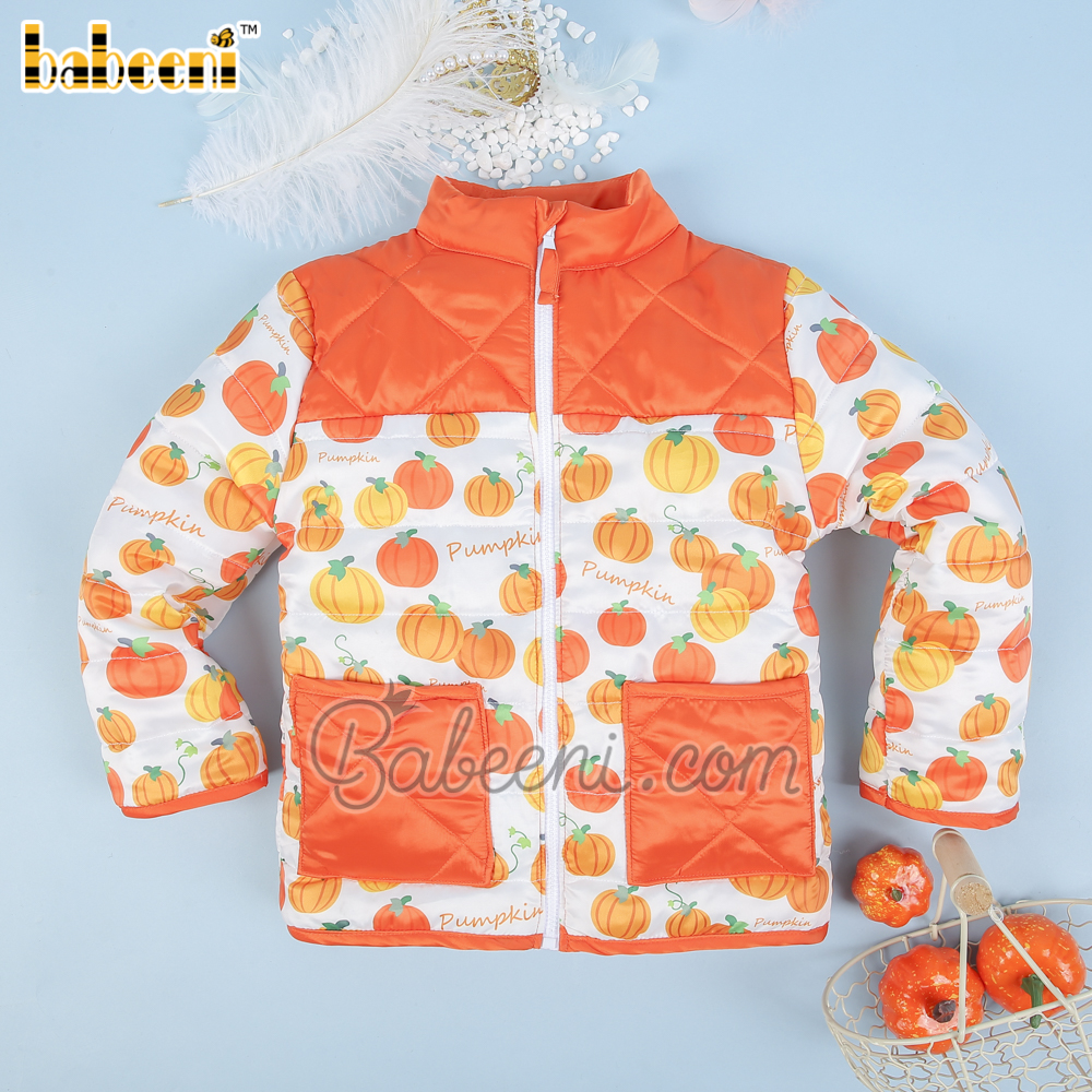 Pumpkin printed quilted coat– QC 104