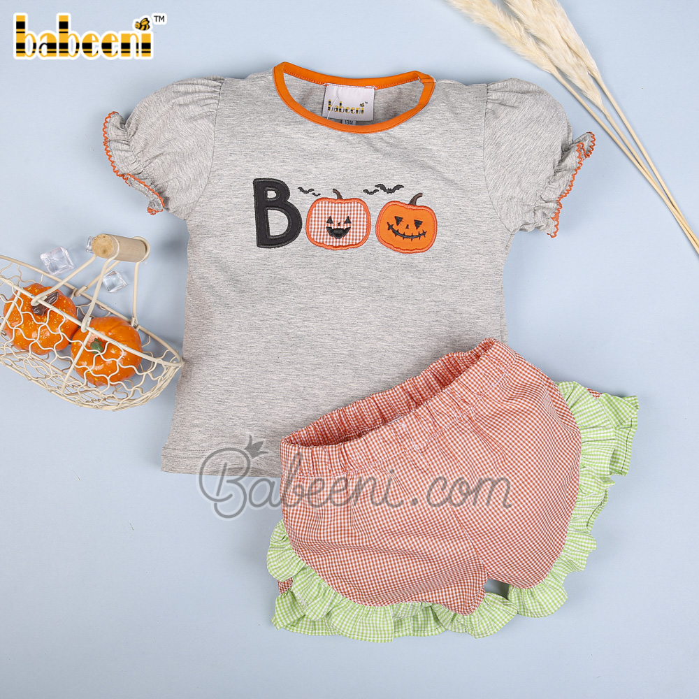 Nice Boo applique girl set clothing – DR 3480