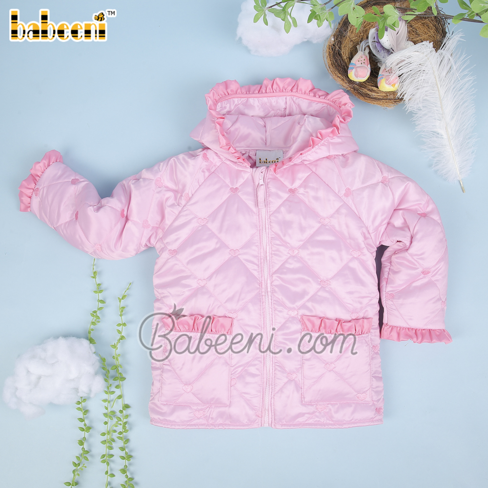 Heart embroidery quilted coat for baby girls – QC 107