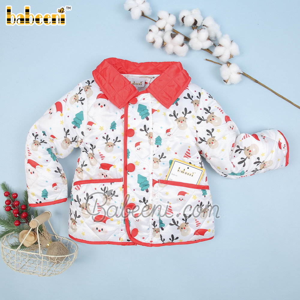Christmas pattern printed quilted coat for children – QC 111