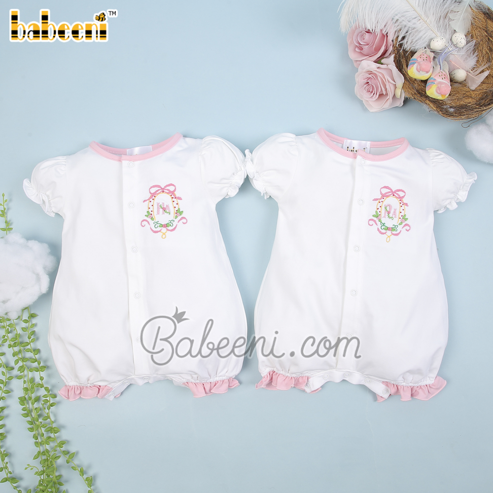 Flower wreath embroidery bubble for twins – GS 22