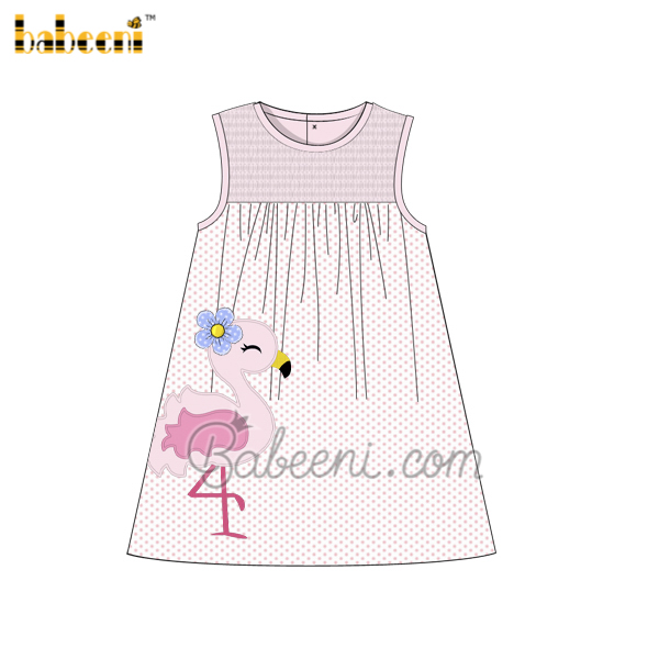 Fancy Flamingo applique girl dress – DR 3484