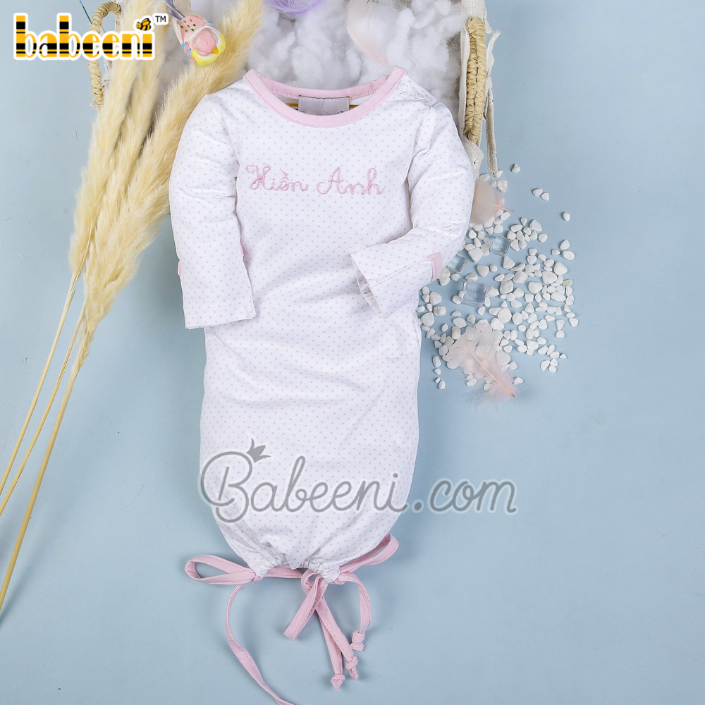 Lovely name hand embroidery sleep suits for little girls – KN 227