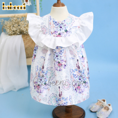 Glamorous floral taffeta printing baby dress – DR 3272A
