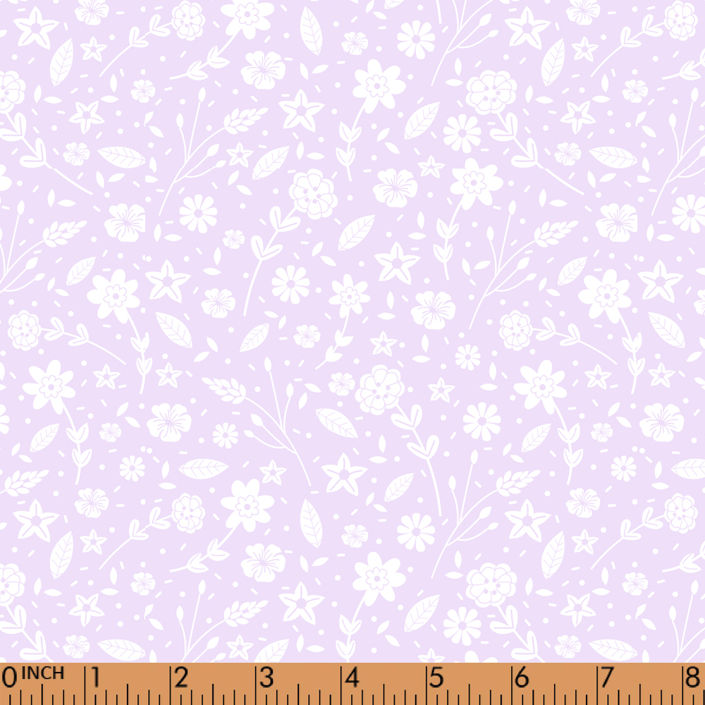 F142- white floral in lavender woven printing 4.0