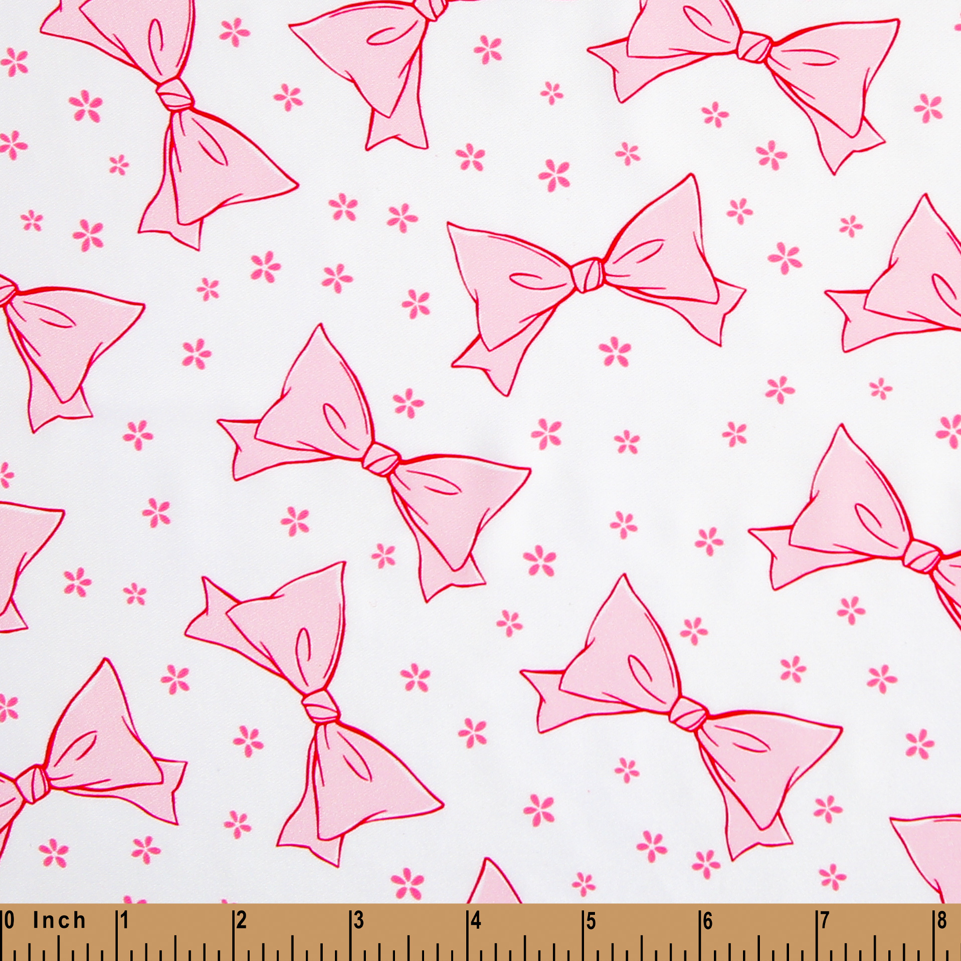 V6- Pink bows on white viscose fabric printed 4.0