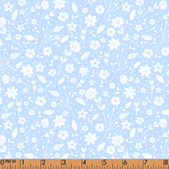 F143- white floral in blue woven printing 4.0