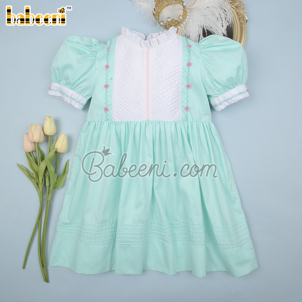 Mint flower embroidery dress - DR 2997A