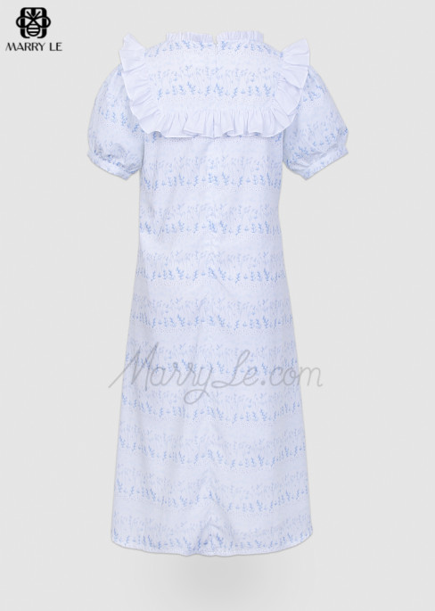 FLORAL GEOMETRIC SMOCKING DRESS WITH RUFFLES– MD547