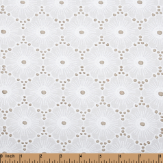 LE11- Daisy floral white Embroidery fabric